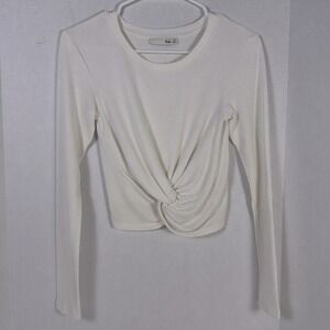 Wilfred Free Twist front long sleeve crop top. Size XXS white.